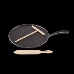 Crêpière en Fonte 27 cm Noir Mat avec Spatule & Râteau Le Creuset