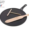 Crêpière Fonte Émaillée 30 cm Noir avec Accessoires Chasseur