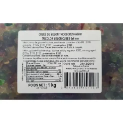 Cubes de Melon confit tricolores 1 kg