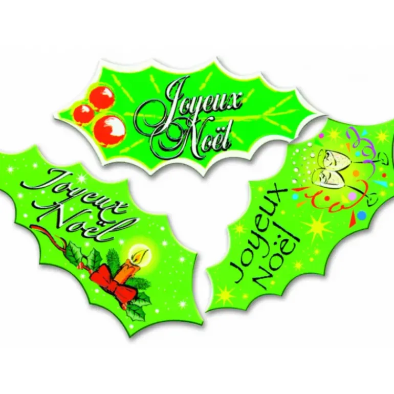 Décor Azyme feuilles de houx Joyeux Noël (x24) Mallard Ferrière