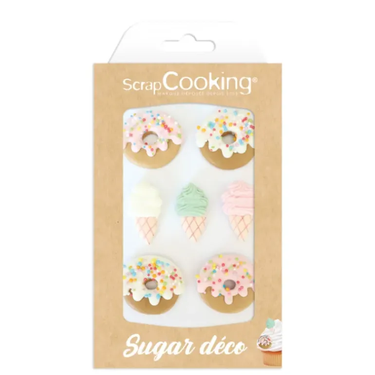 Décors en Sucre Donuts et Glaces (x7) Scrapcooking