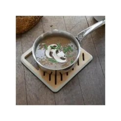 Dessous de Plat Carré Bambou Crème 20 x 20 cm Pebbly