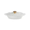 Faitout Fonte Émaillée Pétales Blanc avec Bouton Doré 26 cm Le Creuset