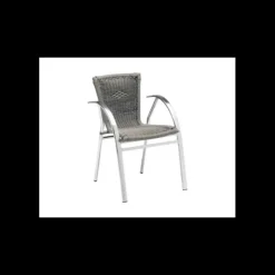 Fauteuil Tressé Structure Aluminium Djerba Gris Lyrose
