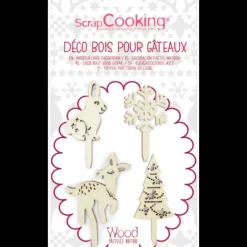 FIN DE SERIE Cake Topper Bois Forêt Enchantée (x4) Scrapcooking