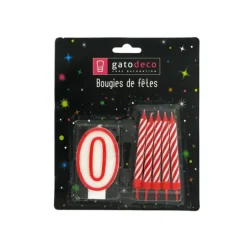 FIN DE SERIE Lot de 10 Bougies et 1 Bougie Chiffre 0 Gatodéco