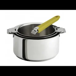 FIN DE SERIE Lot de 3 Casseroles inox avec Poignée Jaune Mutine Amovible Cristel