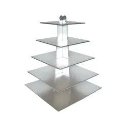 Grand Présentoir Argenté Cupcakes 5 Etages Carrés Gatodéco