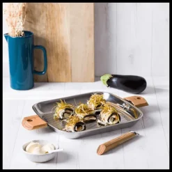 Grill Carré Casteline 30 cm Poignée Amovible Inox Cristel