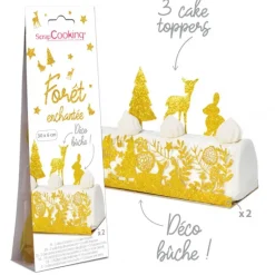 Kit Déco Bûche de Noël Dorée Forêt Enchantée Scrapcooking