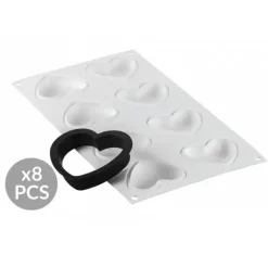 Kit Moule Silicone 8 Tartelettes Cœur 8 x 7 cm Silikomart Professional