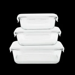 Lot 3 Boîtes de Conservation en Verre Rectangle Pebbly