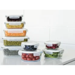 Lot 3 Boîtes de Conservation en Verre Rectangle Pebbly