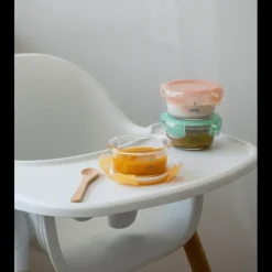 Lot 3 Boîtes de Conservation Rondes pour Bébé en Verre Graduées 240 ml Pebbly