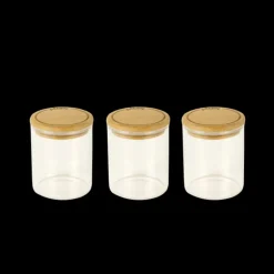 Lot 3 Pots à Épices en Verre et Bambou 190 ml Pebbly