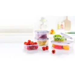 Lot de 5 Boîtes de Conservation Plastique 350 ml - 470 ml - 1 L Lock and Lock