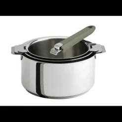 Lot de 3 Casseroles inox avec Poignée Taupe Mutine Amovible Cristel