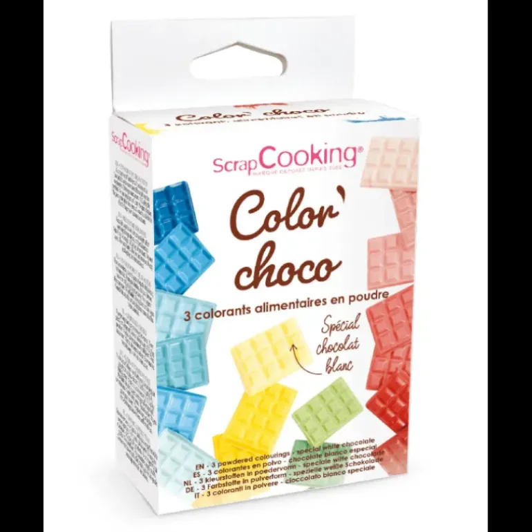 Lot de 3 Colorants Liposolubles en Poudre Rouge / Bleu / Jaune Scrapcooking