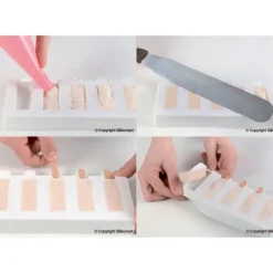 Moule à glace silicone 10 barres arrondies avec bâtonnets SilikoMart