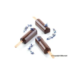 Moule à glace silicone 10 barres arrondies avec bâtonnets SilikoMart