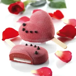Moule à Glace Silicone 2 Mini Coeur avec bâtonnets SilikoMart