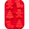 Moule en Silicone Sapin de Noël, Pain d'Epice et Chaussette de Noël 6 Empreintes Wilton