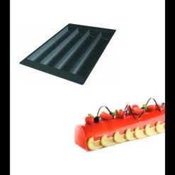 Moule Silicone 4 Bûches Rondes 49,5 x 8 x h 6,3 cm 2137ml SilikoMart Professional