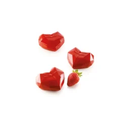 Moule Silicone 6 Coeurs Origami 82,6 x 74 x h35 mm 110ml SilikoMart Professional