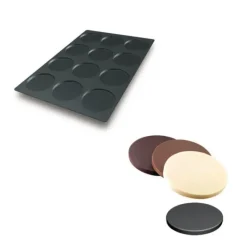 Moule Silicone 12 Fonds de Tarte Biscuit Ø12 x 1 cm 112ml SilikoMart Professional