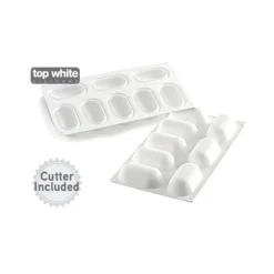 Moule Silicone 8 Ovales Bombés 8,2 x 4,3 cm 81ml SilikoMart Professional