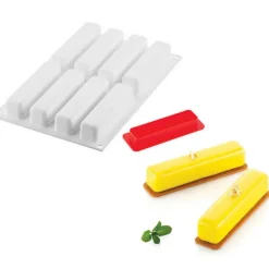 Moule Silicone Éclairs Stripe 13 x 2,8 cm x H 2,8 cm (x8) Silikomart Professional