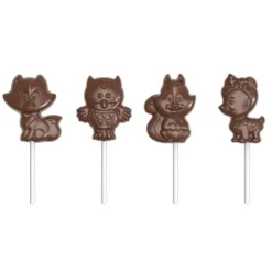 Moule Sucette Chocolat Animaux de la Forêt 65 mm (x4) Chocolate World