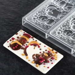 Moule Tablette Chocolat Père Noël, Renne et Bonhomme de Neige 15,4 x 7,7 cm Pavoni