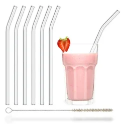 Paille Réutilisable en Verre 23cm courbée x6 HALM