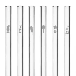 Paille Réutilisable en Verre Fêtes 20cm droite x6 HALM