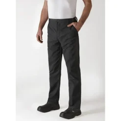 Pantalon de Cuisine Mixte Rayé Noir/Blanc TIMEO T.44 Robur