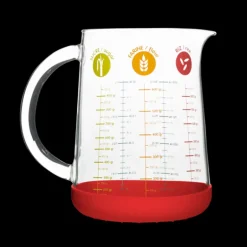 Pichet Doseur en Verre et Silicone 1 L Rouge Pebbly