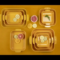 Plat à Four Carré en Céramique Appolia 36 cm Jaune Safran Peugeot