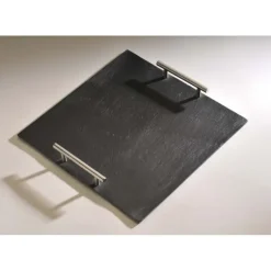 Plateau ardoise poignées métal par LeBrun (30x30cm)