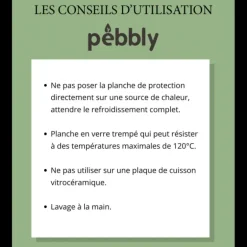 Protection Plaque de Cuisson en Verre 50 x 28 cm Noir Pebbly