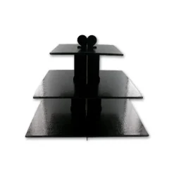 Présentoir Noir Cupcakes 3 Etages Carrés Gatodéco