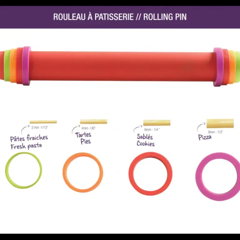 Rouleau à Pâtisserie ajustable rouge 41 cm