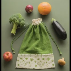 Sac à Légumes Coton Bio Vert 30 x 40 cm Pebbly