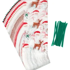 Sachet Bonbon Esprit de Noël 11 x 23,5 cm avec Attaches Sachet Wilton (x20)