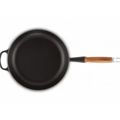 Sauteuse en Fonte 28 cm Noir Mat avec Manche en Bois Le Creuset Signature