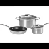 Set 3 Pièces Faitout, Poêle et Casserole avec Couvercle Inox Le Creuset