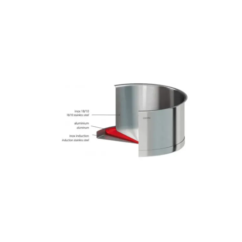 Série de 4 Casseroles + Poignée Strate Amovible Inox Cristel