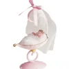Sujet bapteme Fille Berceau Rose 10 cm