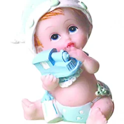 Sujet bapteme Garçon Assis Bleu 6,5 cm